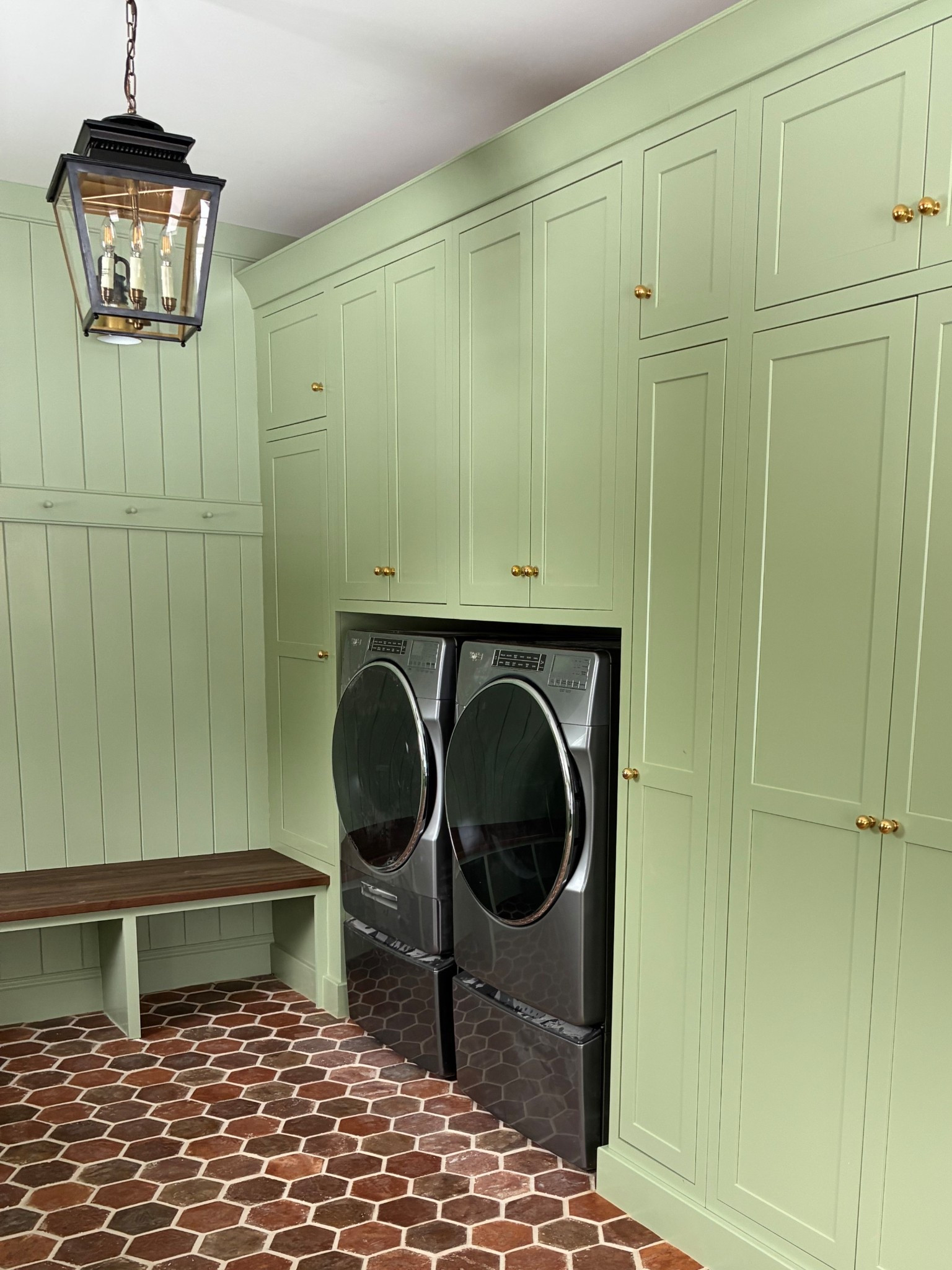 Boot room sneak peek. Love a lantern? We went with a pair of these perfectly sized and priced Ballard Designs options! Love the antiqued brass inside. Several colors available. 

#LTKSaleAlert #LTKSpringSale #LTKHome