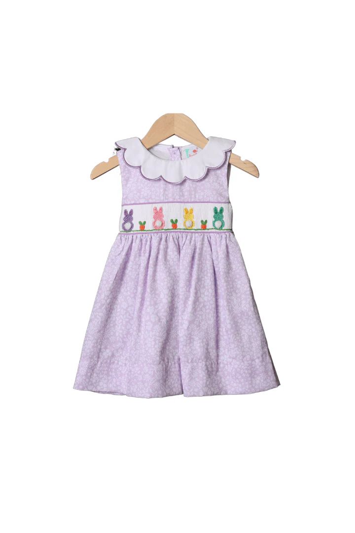 Smocked Purple Floral Peep Dress | The Smocked Flamingo