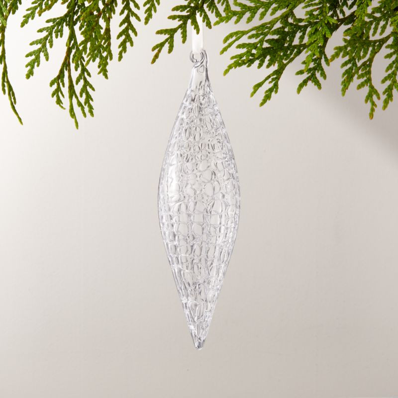 Eira Drop Clear Laced Glass Christmas Tree Ornament 9" + Reviews | CB2 | CB2