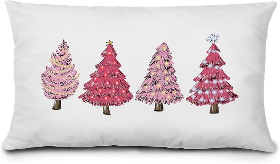 KEUSPI Pink Christmas Decor Pink Christmas Pillows Covers 12x20, Pink Christmas Decorations Chris... | Amazon (US)