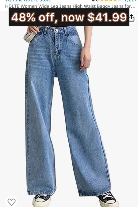 Wide leg jeans 

#LTKSeasonal #LTKsalealert #LTKfindsunder50