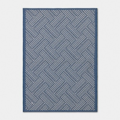 5'x7' Oversized Basket Weave Woven Outdoor Patio Area Rug Blue - Threshold™ designed with Studi... | Target