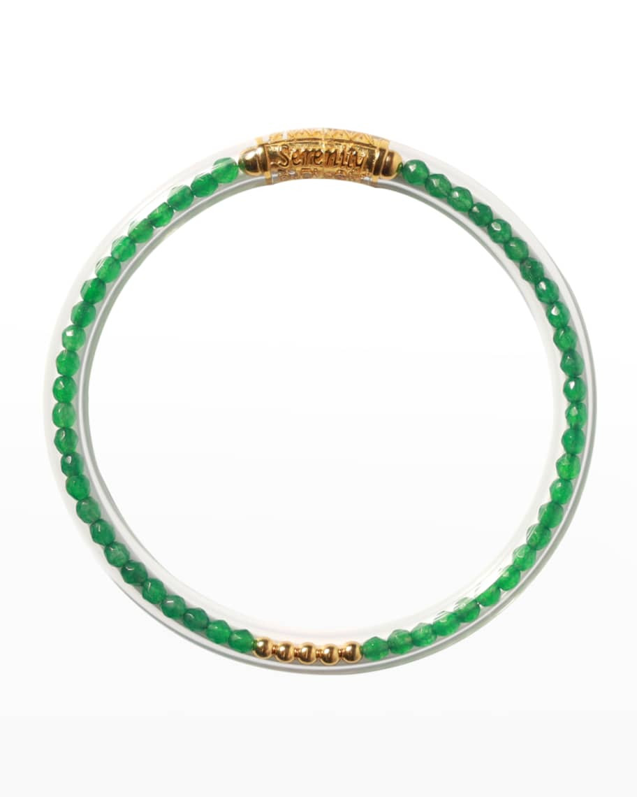 BuDhaGirl Green Onyx Luxe All Weather Bangle®, Serenity Prayer | Neiman Marcus