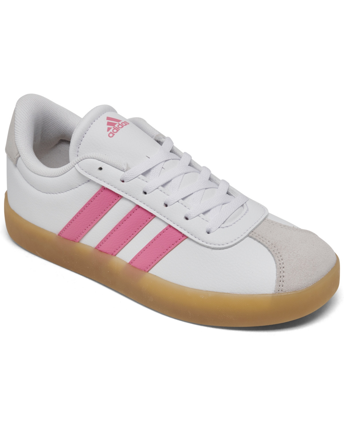 Adidas Big Girls Vl Court 3.0 Casual Sneakers from Finish Line - White/Pink | Macy's
