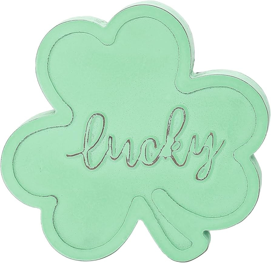 Lucky Shamrock Sign, Wooden St. Patrick's Day Decor, Saint Patricks Day Decorations for Table, Sh... | Amazon (US)