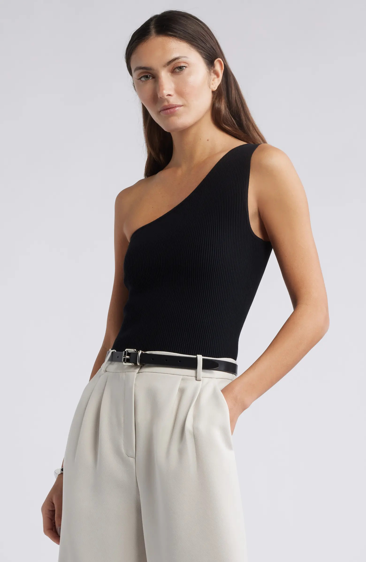 Luxe Sculpt Rib One-Shoulder Top | Nordstrom