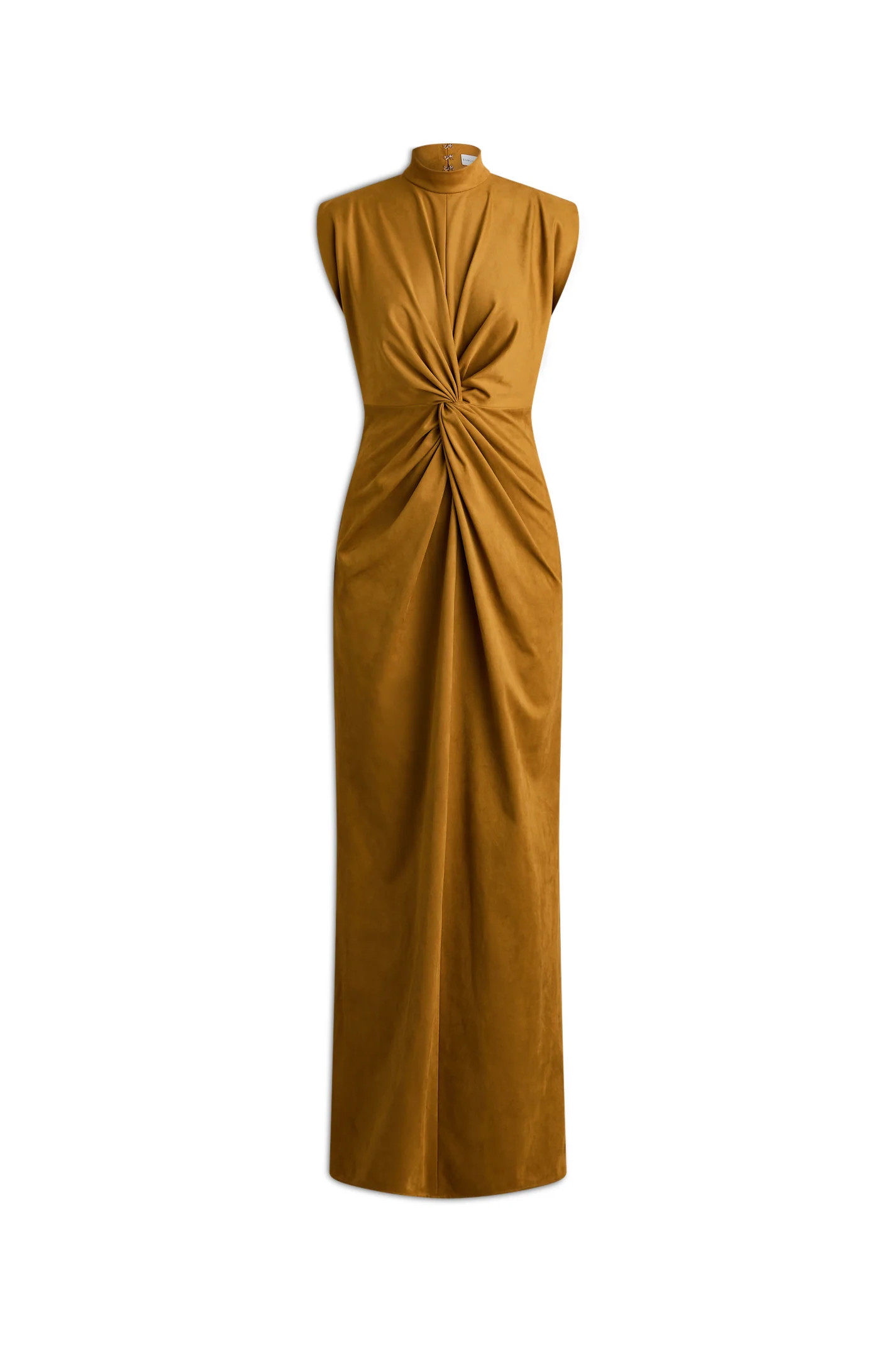FAUX-SUEDE TURBAN GOWN - MUSTARD - Scanlan Theodore | Scanlan Theodore AU
