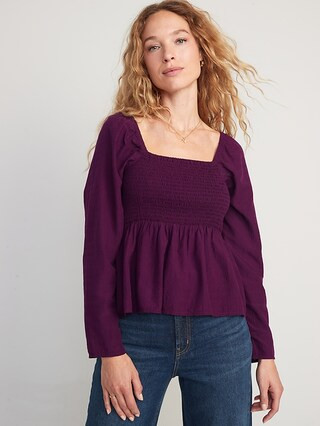 Seersucker Smocked Babydoll Blouse for Women | Old Navy (US)