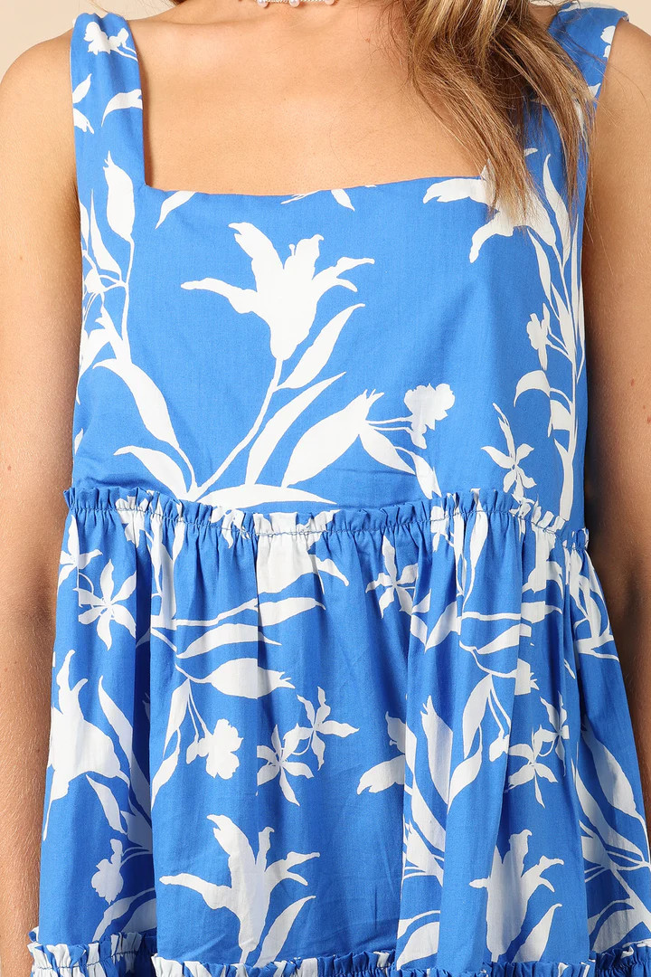 Betty Tiered Mini Dress - Blue/White | Petal & Pup (US)