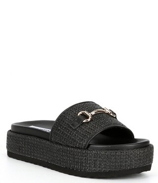 Steve Madden Kayley Raffia Platform Bit Detail Slide Espadrille Sandals | Dillard's | Dillard's