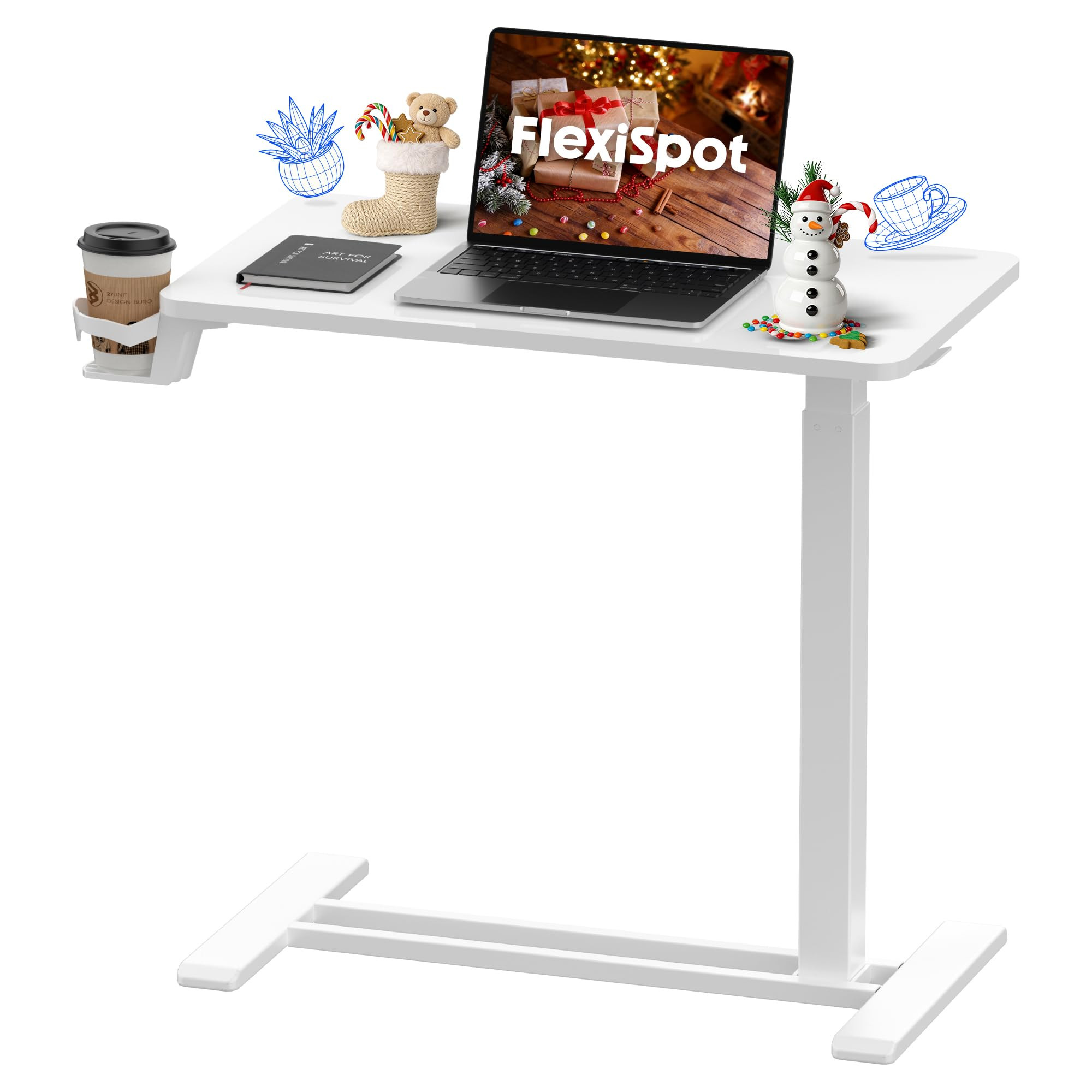 FLEXISPOT H7 Adjustable Overbed Bedside Table with Wheels Pneumatic Mobile Standing Desk Laptop D... | Amazon (US)