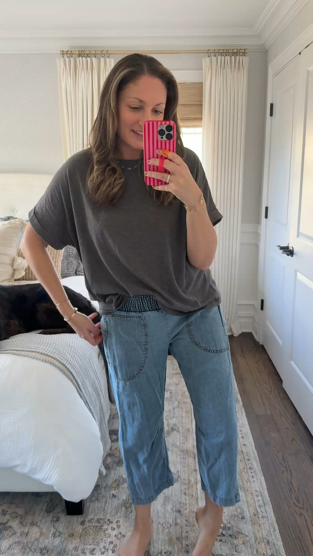 School pick up OOTD! These lightweight pull-on jeans are perfect for this time of year, paired with my favorite Amazon tee and necklace and earring stack!

#LTKSeasonal #LTKootd #LTKmomlife