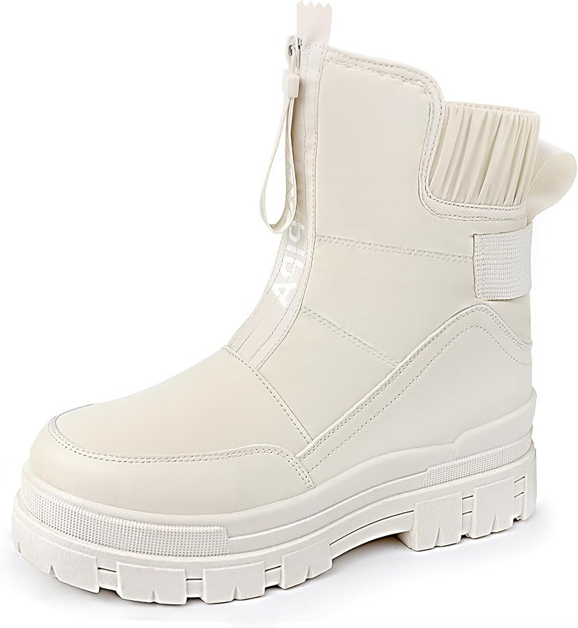 Winter Boots for Women Waterproof, Snow Boots for Women, Womens Mid Calf Low Heel Zip Up Anti-Sli... | Amazon (US)