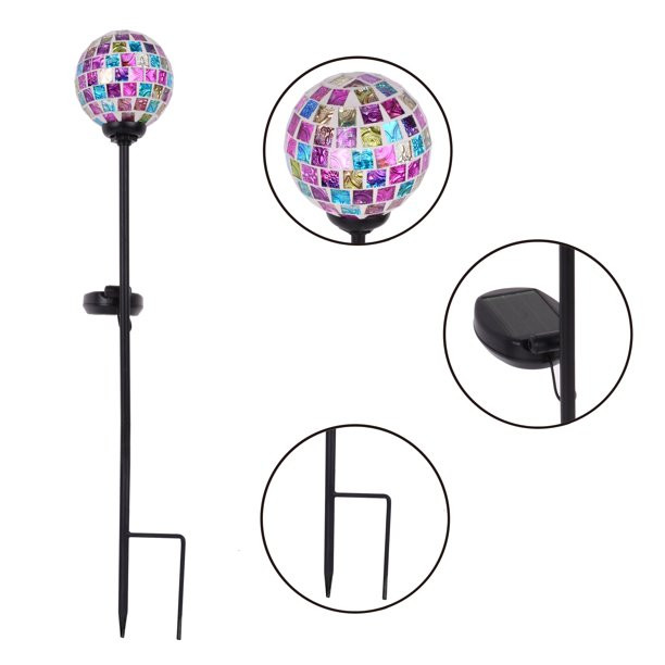 Better Homes & Gardens Solar Powered Multi-Color Mosaic Glass Gazing Stake Light | Walmart (US)