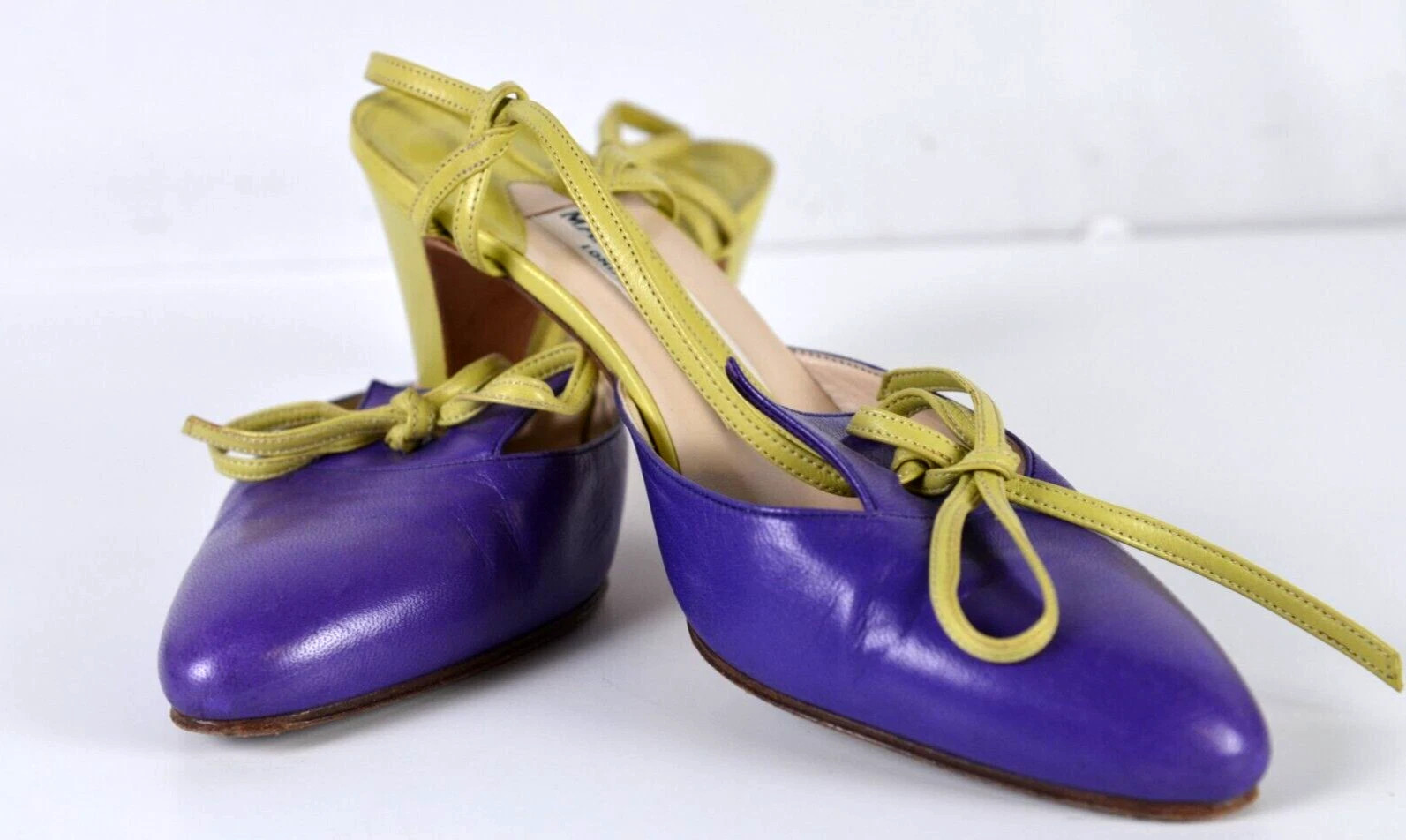 Manolo Blahnik Women's Strappy Sandals Size 36 Purple Lime Sling Back 6 US Fun | eBay US