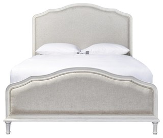 Amity French Oak Upholstered Queen Panel Bed - White - Traditional - Panel Beds - by SmartFurnitu... | Houzz (US)