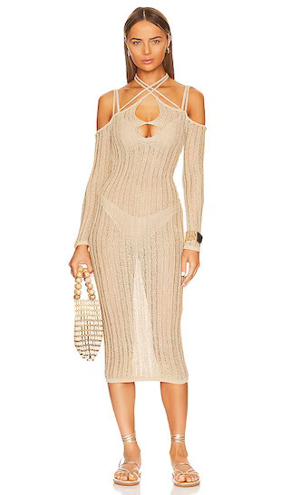 Evangeline Maxi Dress in Gold Sand Nude Dress | Tan Dress | Taupe Dress | Off White Dress | Revolve Clothing (Global)