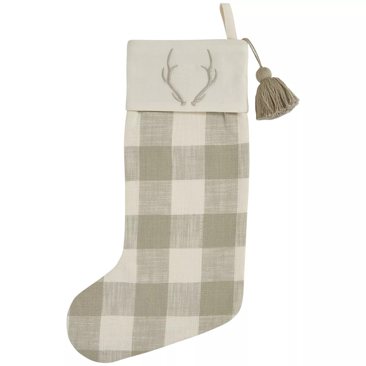 Eva & Co Signature Antler Check Christmas Stocking | Target
