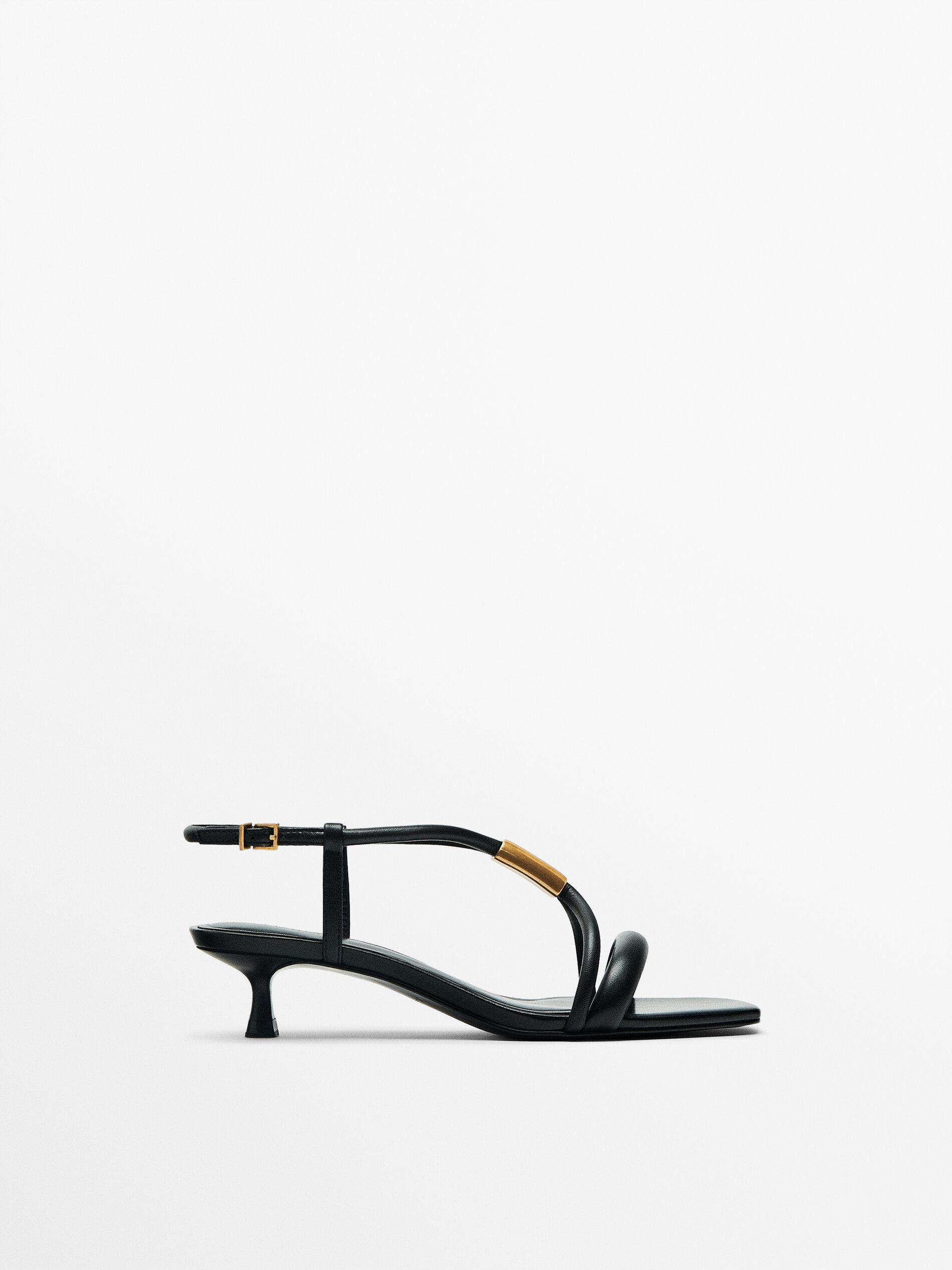 High-heel sandals with metal piece | Massimo Dutti US