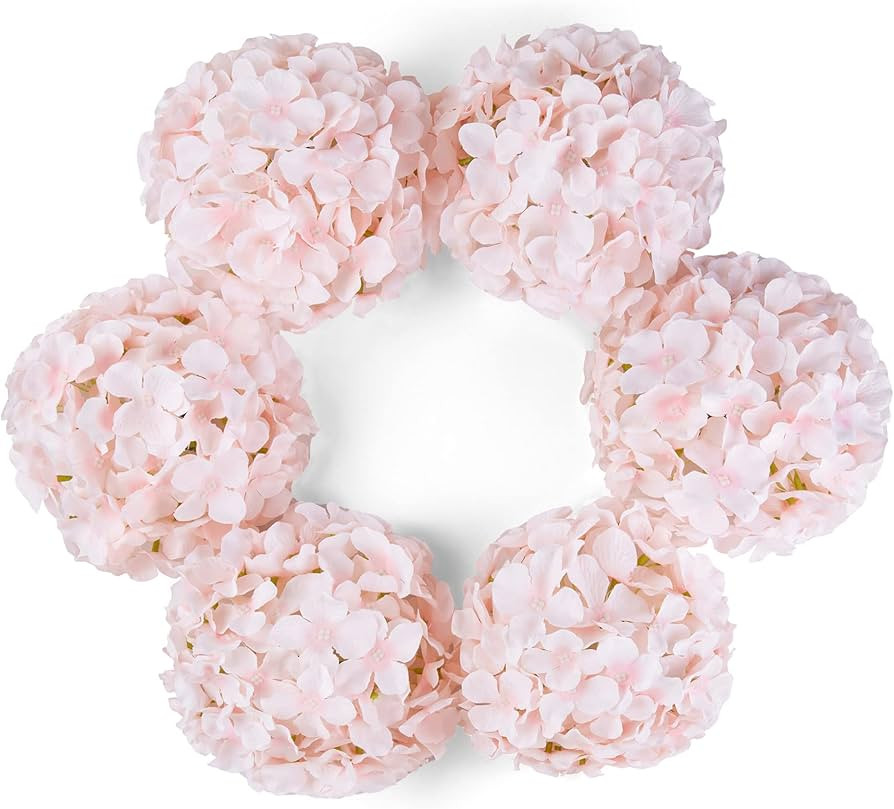 DuHouse Silk Hydrangea Artificial Flower Heads with Stems Fake Hydrangeas Flowers for DIY Wedding... | Amazon (US)