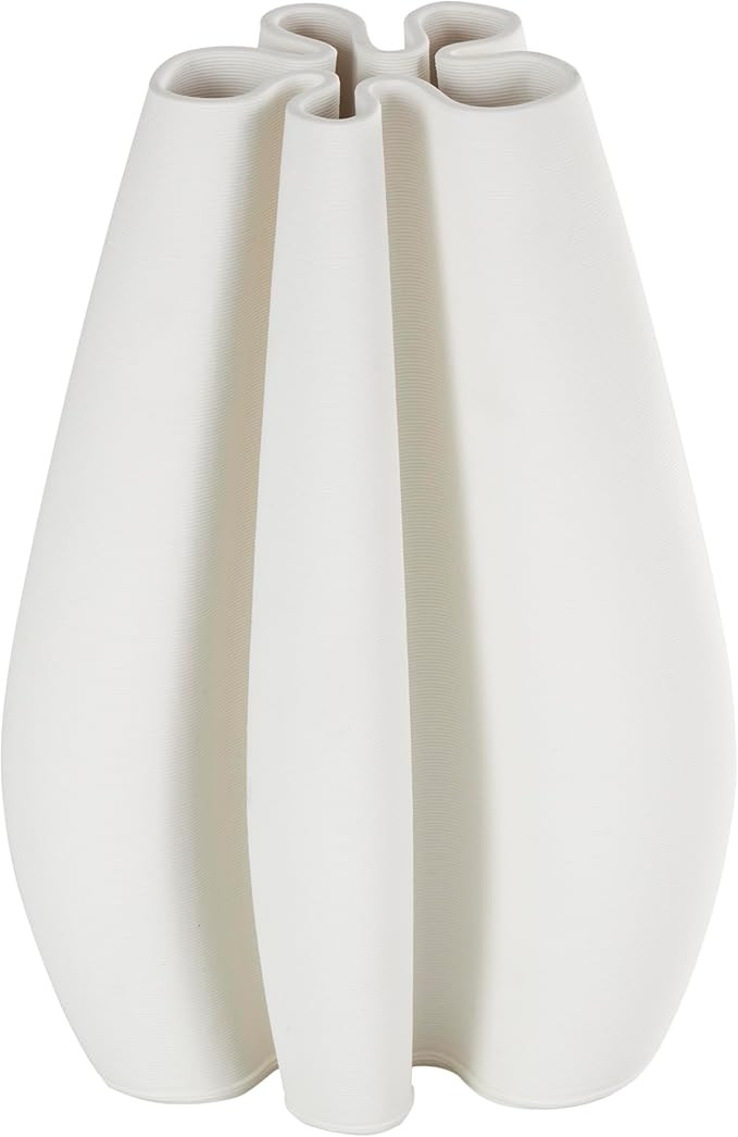 Deco 79 Ceramic Abstract Decorative Vase Ribbed Dimensional Concaved Centerpiece Vase with Floral... | Amazon (US)