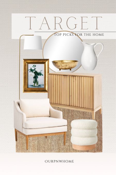 Top picks for the home from Target 🎯 

Jute area rug, boucle ottoman, accent chair, neutral home, neutral furniture, fluted cabinet, reeded cabinet, ribbed sideboard, armchair, brass floor lamp, gold floor lamp, round mirror, wall mirror, white pitcher, gold bowl, wall art, floral art, vintage art

#LTKHome #LTKStyleTip #LTKSeasonal