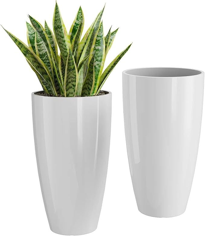 QCQHDU 21 inch Tall Planters for Indoor & Outdoor Plants, 2 Pack Sturdy Plant-Flower-Tree Pots fo... | Amazon (US)