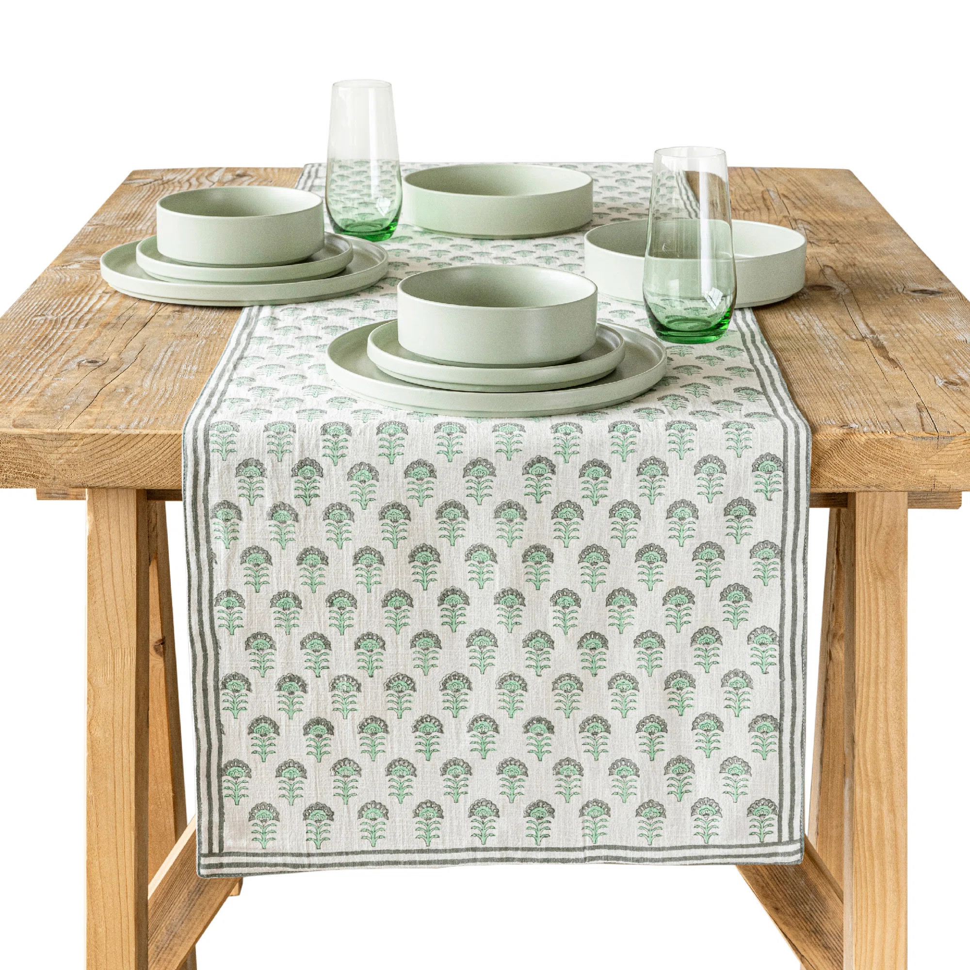 over&back Hand-Blocked Printed Cotton Table Runner | Wayfair North America