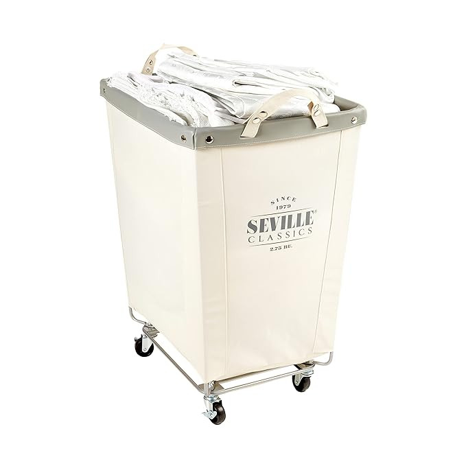 Seville Classics Large Commercial Heavy Duty Rolling Steel Frame Laundry Hamper Canvas Cart Bin, ... | Amazon (US)
