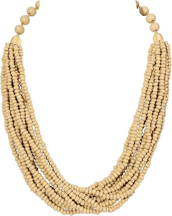 Coiris Beaded Necklaces for Women Layered Boho Colorful Wooden Necklace Statement Chunky Retro Ha... | Amazon (US)
