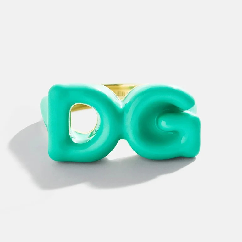 Block Enamel Custom Initial Ring - Turquoise | BaubleBar