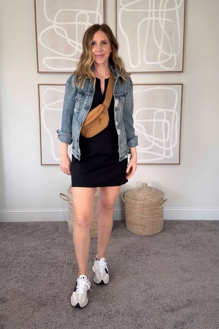 Active dress styling. Use code LBOWNXSPANX for 10% off + free shipping on dress and code LAUREN30 for 30% off the denim jacket 