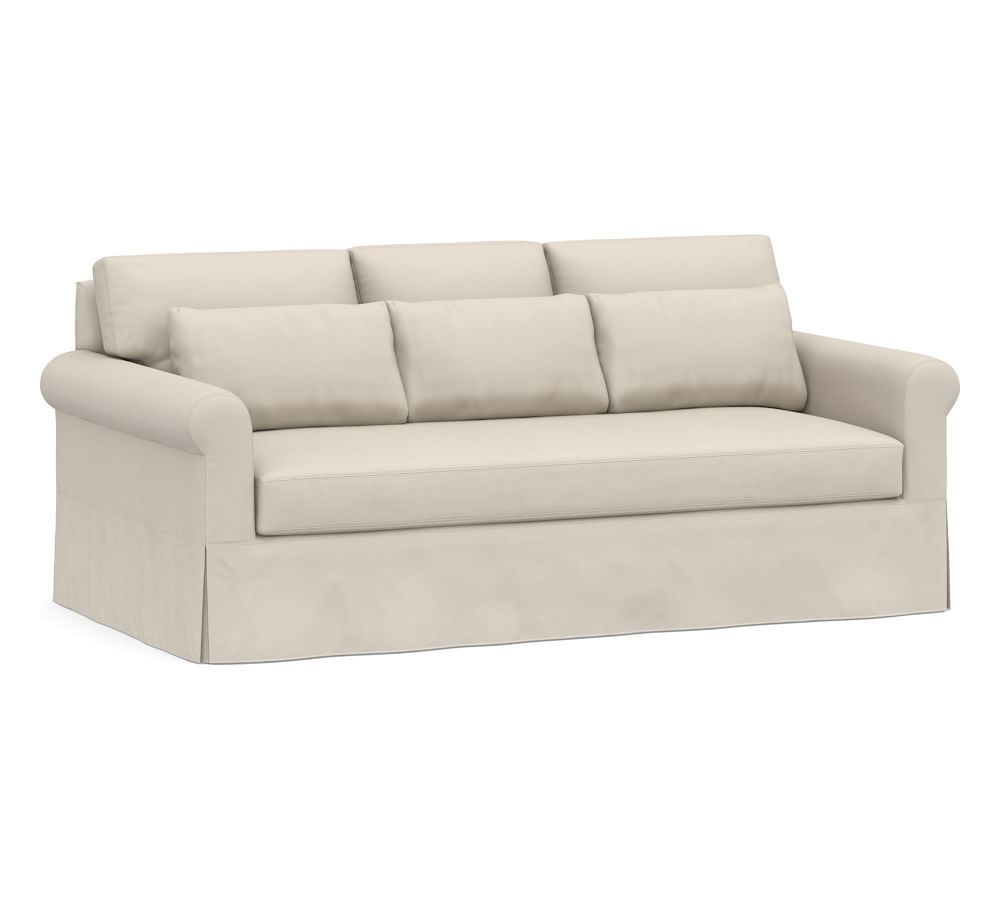 York Roll Arm Slipcovered Deep Seat Sofa 83" with Bench Cushion, Down Blend Wrapped Cushions, Twi... | Pottery Barn (US)