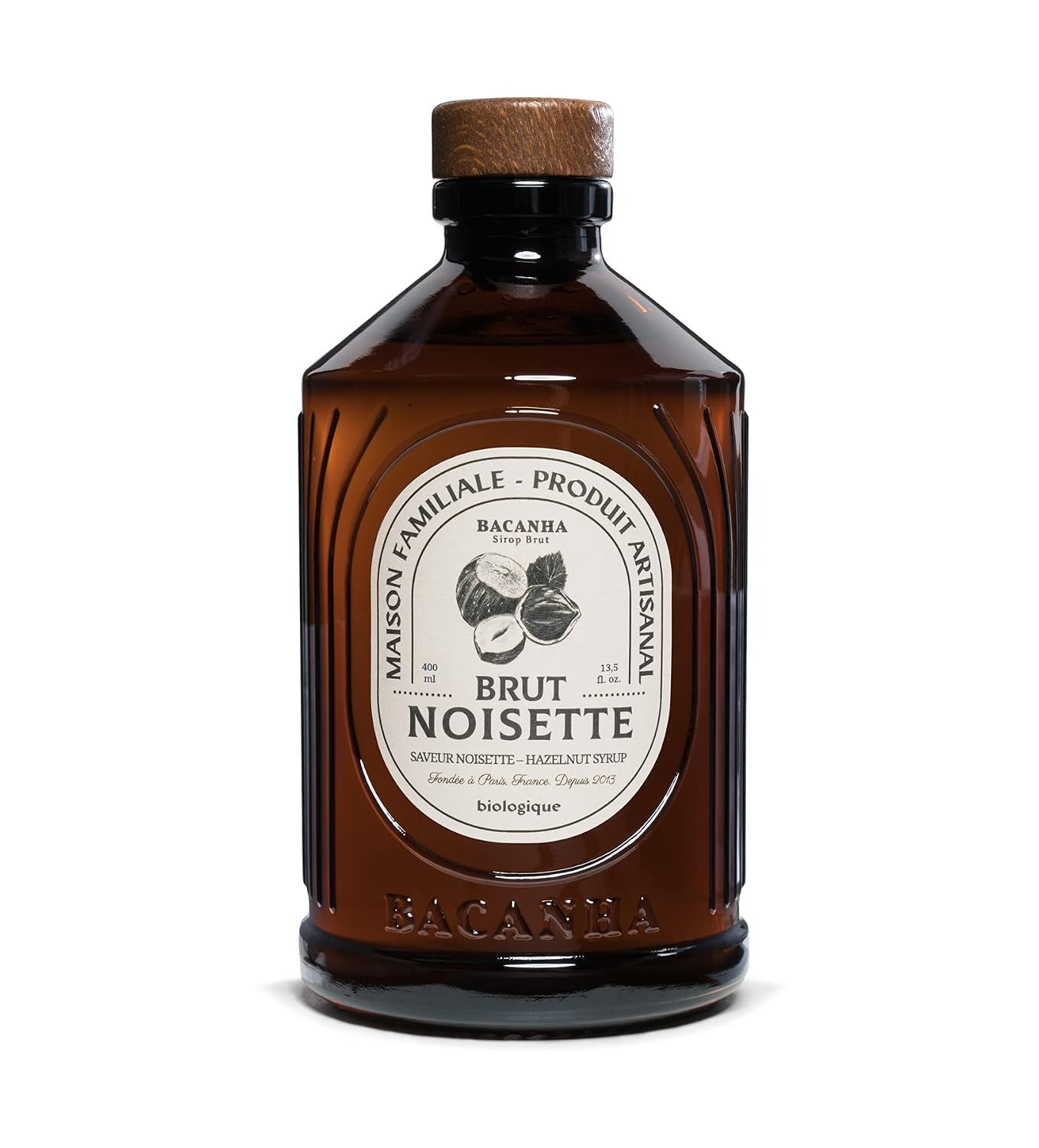 Bacanha Organic Raw Hazelnut Syrup - Premium French Nut Syrup - Rich & Toasty Flavor for Coffee, Desserts & Cocktails - Gourmet and Organic - For Lattes, Mocktails, Tea - 400ml Glass Bottle | Amazon (US)