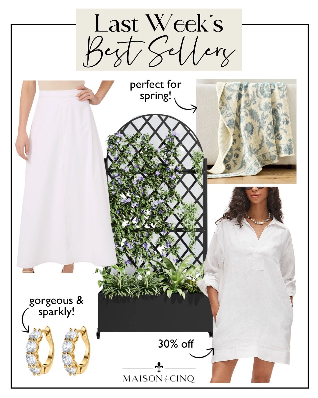 Last week’s best sellers include the prettiest spring throw, linen dress and skirt on sale, my new favorite earrings and more!

Home decor, spring decor, outdoor decor, spring dress, vacation dress, jewelry. Mother’s Day gifts 

#LTKSeasonal #LTKHome #LTKMothersDay