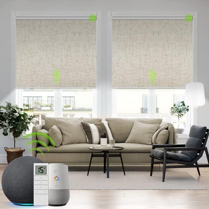 Yoolax Motorized Blinds Shades for Windows with Remote Control Smart Blind Shade Compatible Alexa... | Amazon (US)