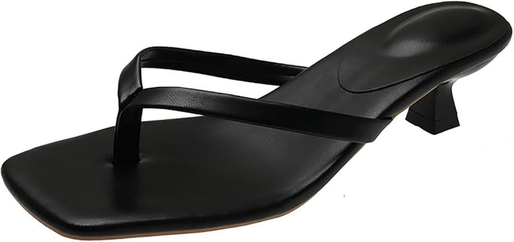 Low Heel Sandals for Womens, Square Toe Casual Beach Flip Flops Women Summer Stiletto Sandals Eve... | Amazon (US)
