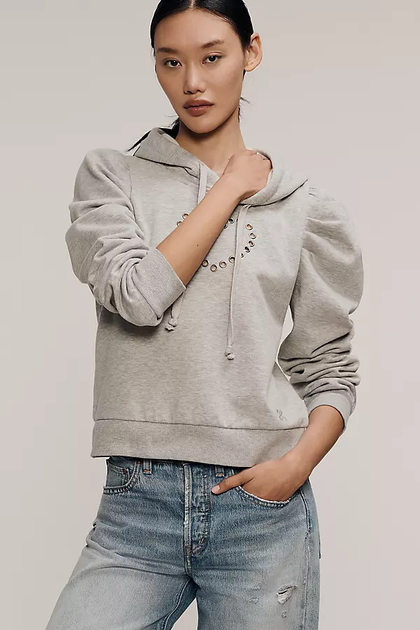 Puff-Sleeve Grommet Heart Sweatshirt | Anthropologie (US)
