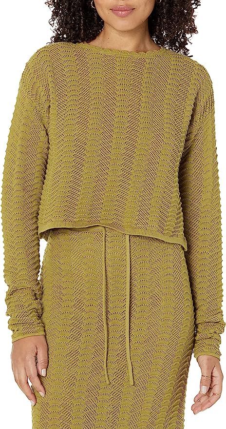 Amazon.com: The Drop Women's Makayla Crochet Drop Shoulder Cropped Pullover, Olive Oil, XS : Clot... | Amazon (US)