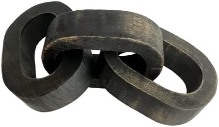 Deco Azul Black Wood Chain Link Decor, Book Shelf Decor, Decorative Objects, Wooden Chain Link De... | Amazon (US)