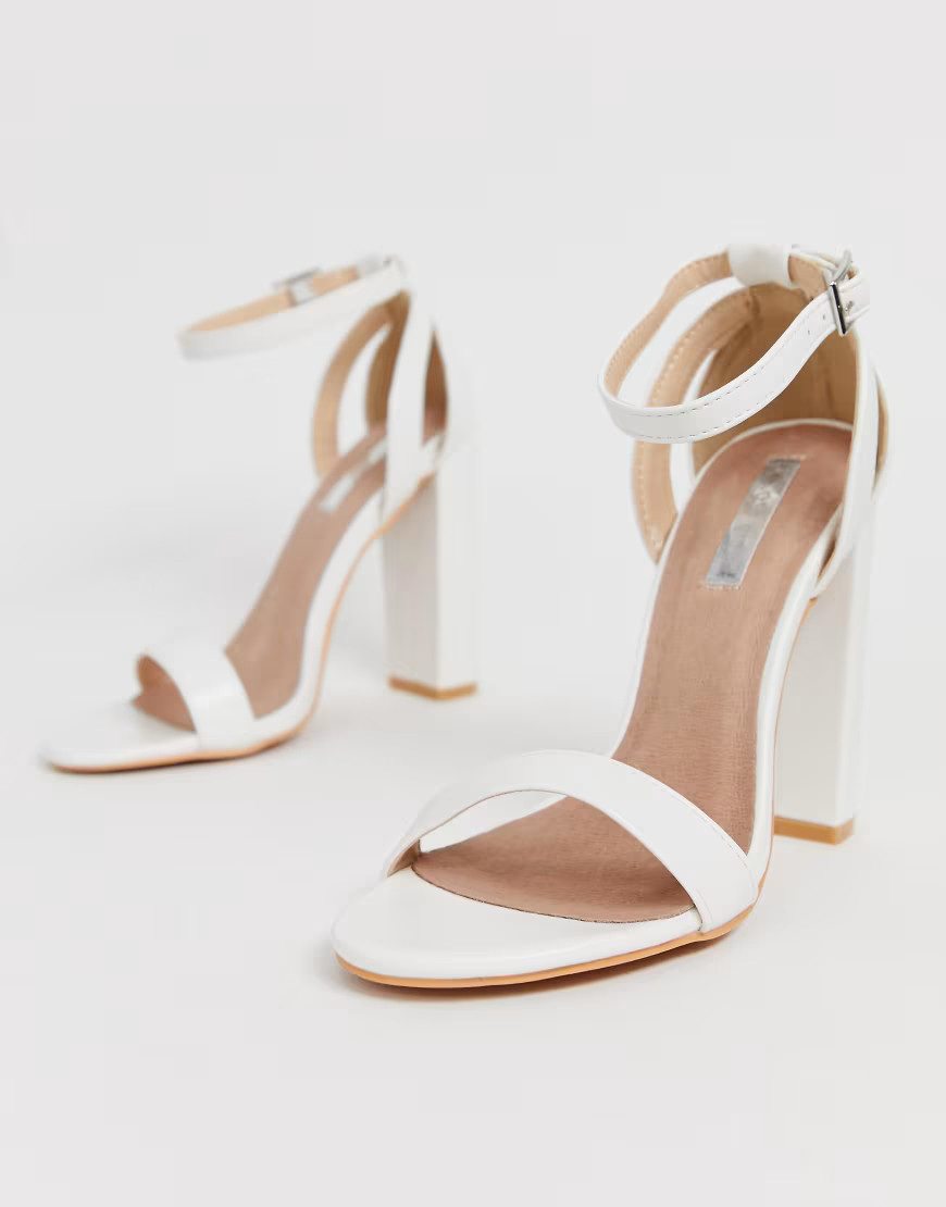 Lost Ink Blaise block heel sandal in white-Black | ASOS (Global)