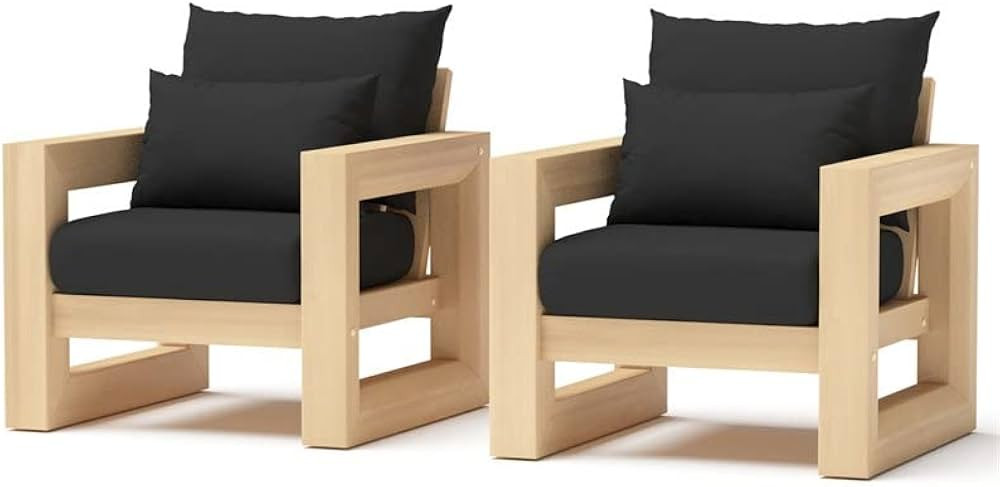 RST Brands Benson Acacia Wood and Club Chairs in Canvas Black | Amazon (US)