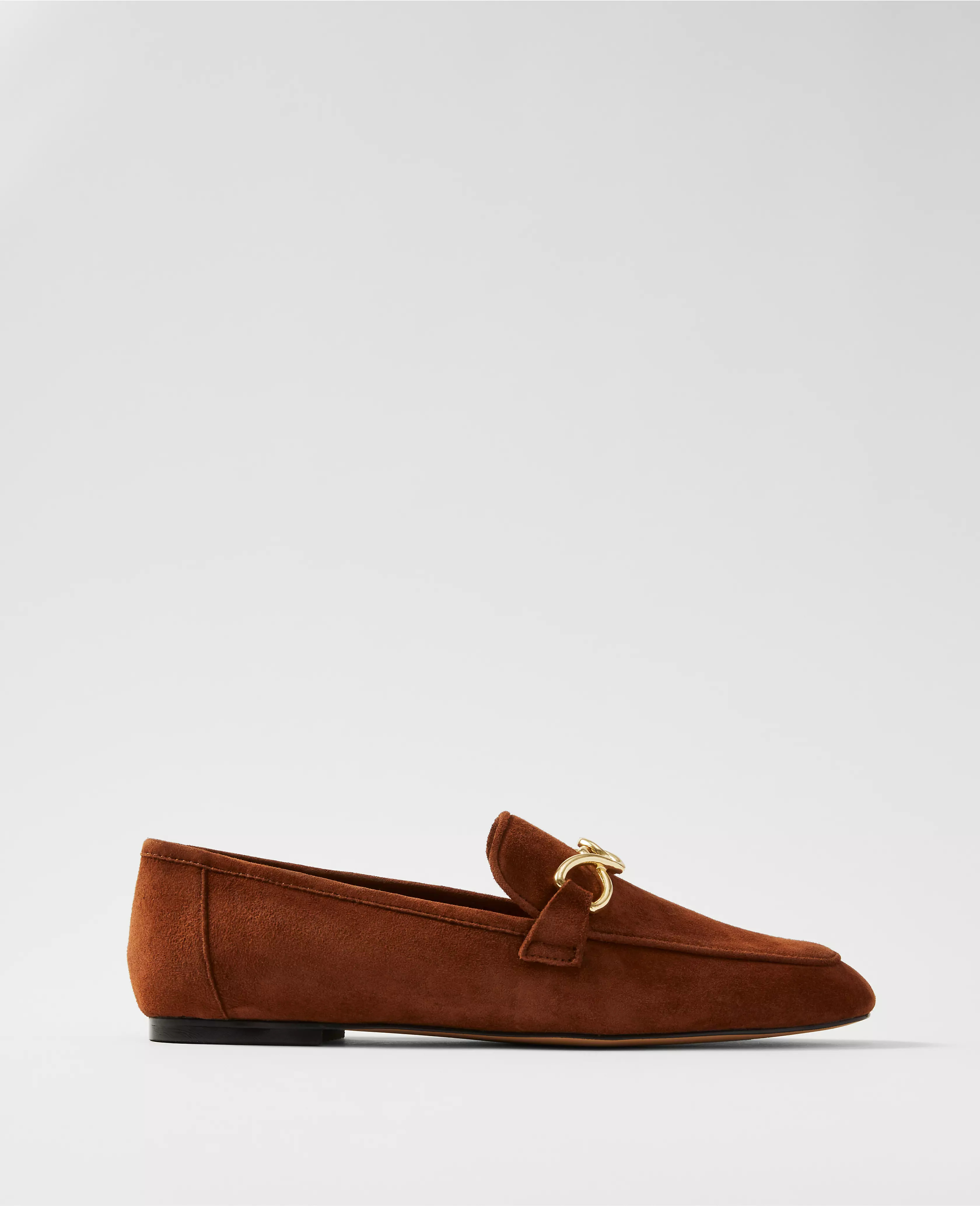 Hardware Embellished Suede Loafers | Ann Taylor