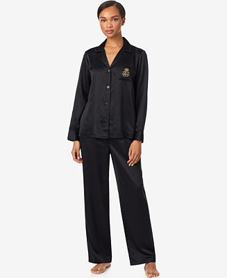 Women's Long Sleeves Notch Collar Pajama Set | Macy's