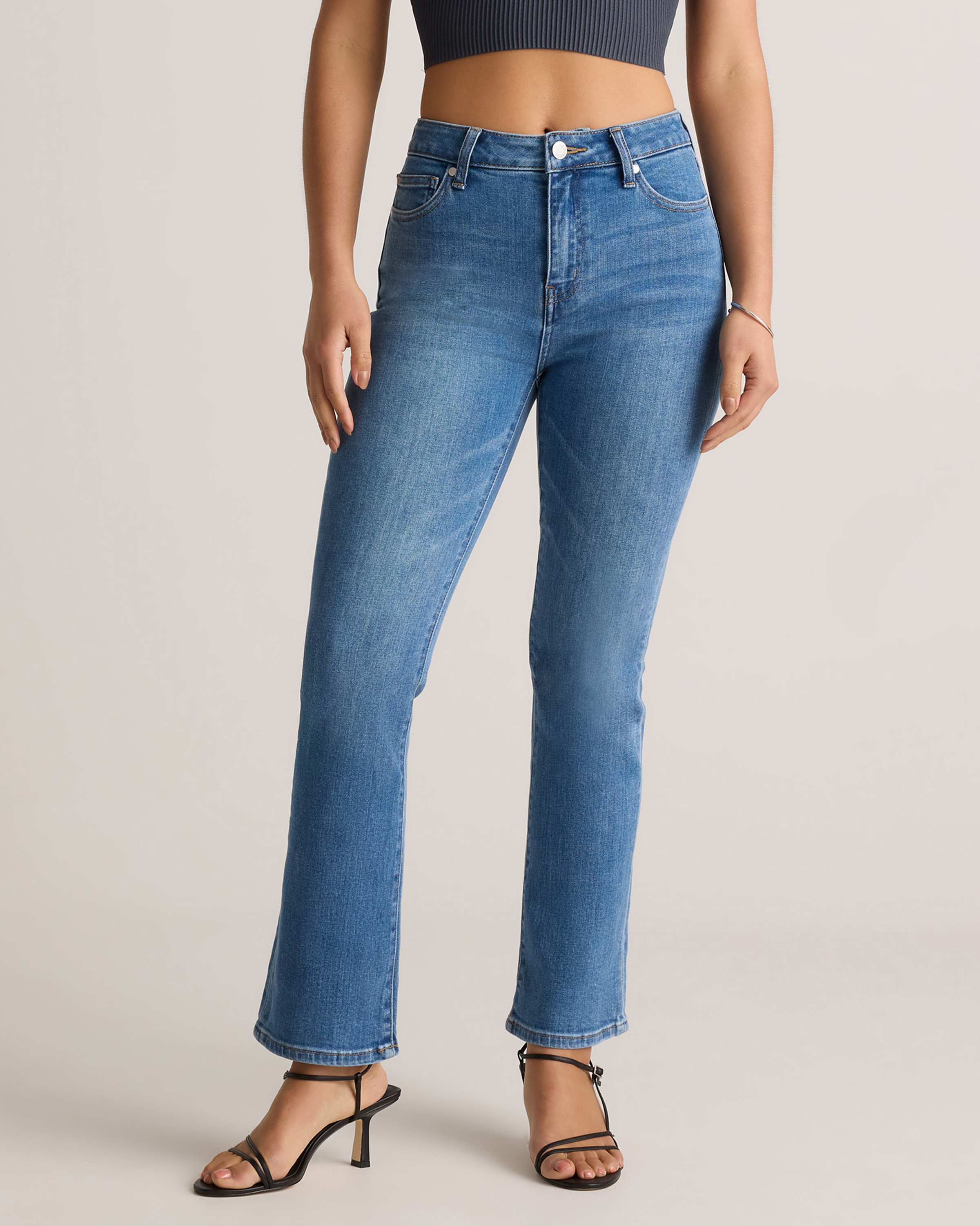 Quince | Women's Bella Stretch Kick Flare Jeans in Medium Wash, Size 27, Organic Cotton | Quince