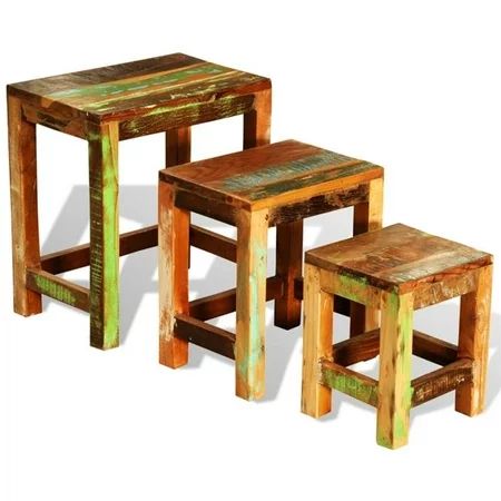 vidaXL Nesting Table Set 3 Pieces Vintage Reclaimed Wood | Walmart (US)