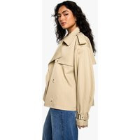 boohoo Women's Short Belted Trench Coat in Stone | Size: 10 | Boohoo.com (UK & IE)