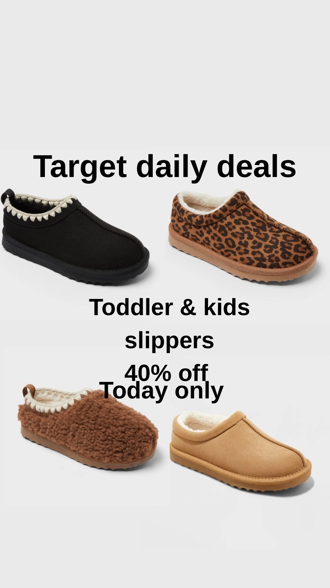 Today only.. kids slippers 40% off! Perfect for your kids fall or winter wardrobe 🧡 #target #targetdailydeals #slippers #trends #fall #fashion 

#LTKSaleAlert #LTKSeasonal #LTKKids