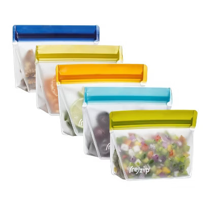 (re)zip Reusable Leak-proof Food Storage Snack Stand-Up Bag - 5ct | Target