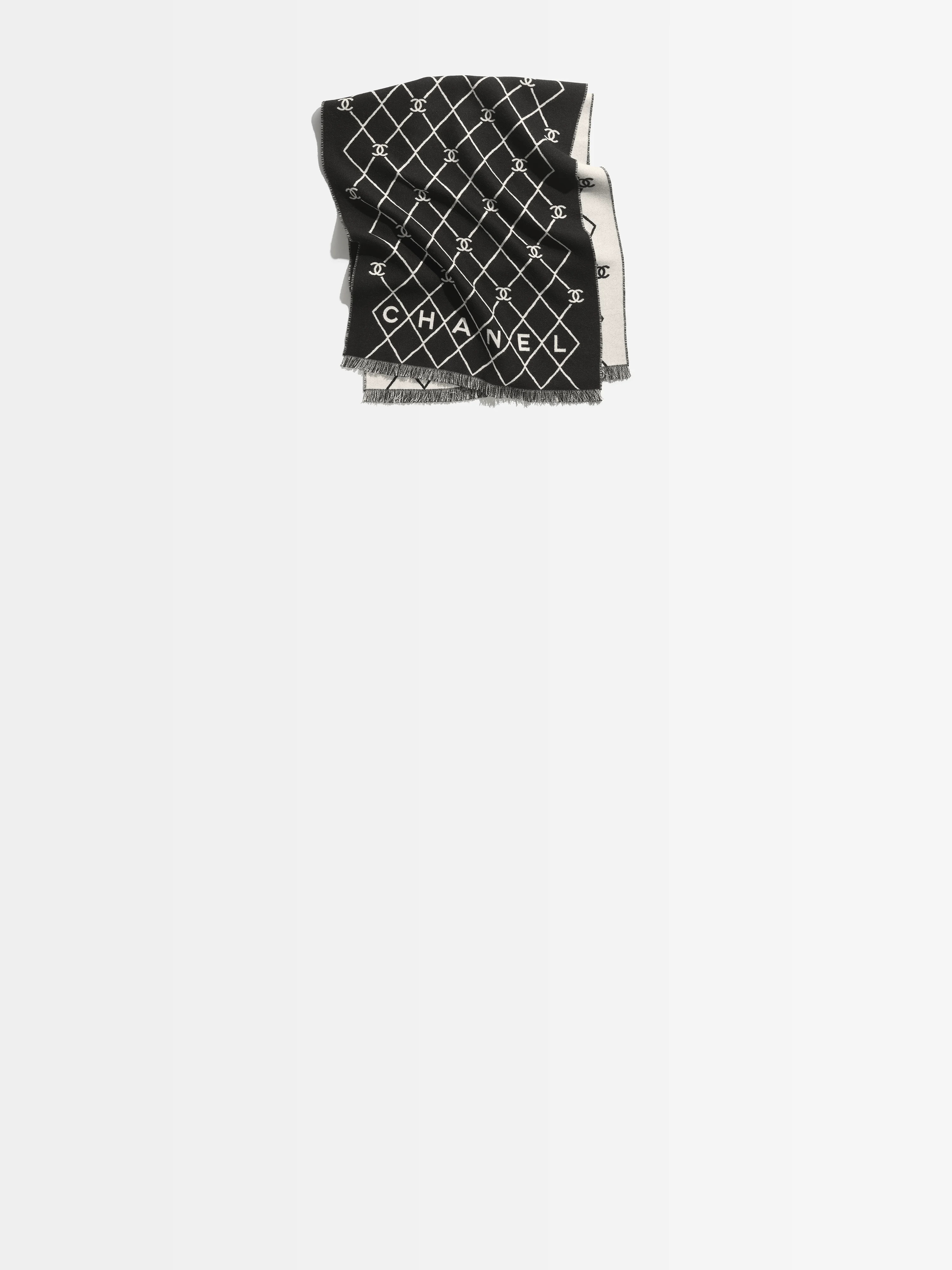 Scarf - Wool, black & white — Fashion | CHANEL | Chanel, Inc. (US)